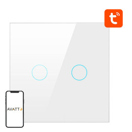 Viedais gaismas slēdzis ZigBee Avatto ZTS02-EU-W2 2 virzienu TUYA (balts)