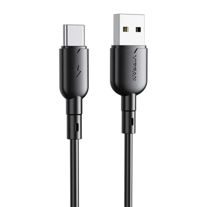 USB uz USB-C kabelis VFAN Colorful X11, 3A, 1m (melns)