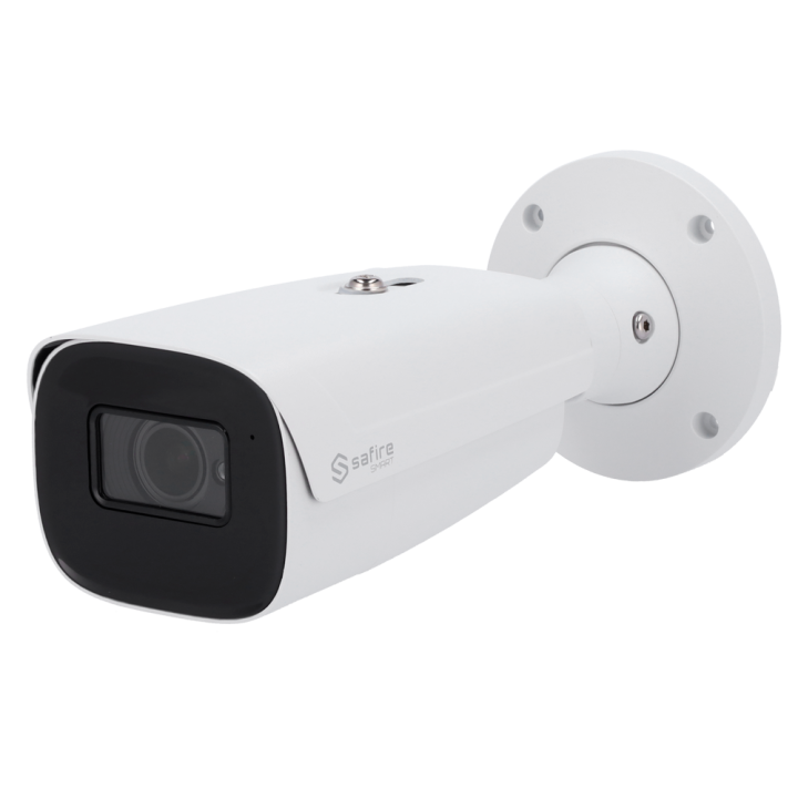 SAFIRE SMART SF-IPB585ZA-8I1 8MP 4K Bullet IP kamera su PoE, Wi-Fi, IP67, Varifocal 2.8-12mm, 70m IR, Audio I/O, microSD iki 256