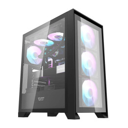 Darkflash DRX70 GLASS datora korpuss (melns) + 4 RGB ventilatori