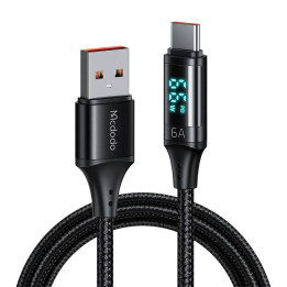 Кабель USB to USB-C Mcdodo CA-1080 с дисплеем, 66Вт, 6А, 1,2м (черный)