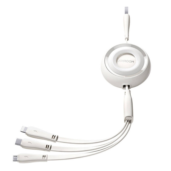 3in1 Joyroom Colorful USB uz USB-C/Lightning/Micro USB kabelis 3,5A, 1m (balts)