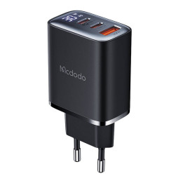 Mcdodo CH-2180 2xUSB-C + USB-A, 30 W tīkla lādētājs ar displeju (melns)