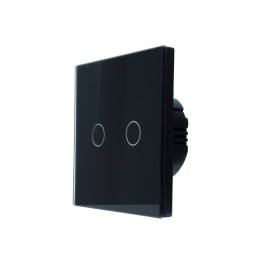 SmartWise T62 UNI Zigbee 3.0 + RF, 2 dalių išmanusis sieninis jungiklis, universalus laidas, juodas jutiklinis skydelis