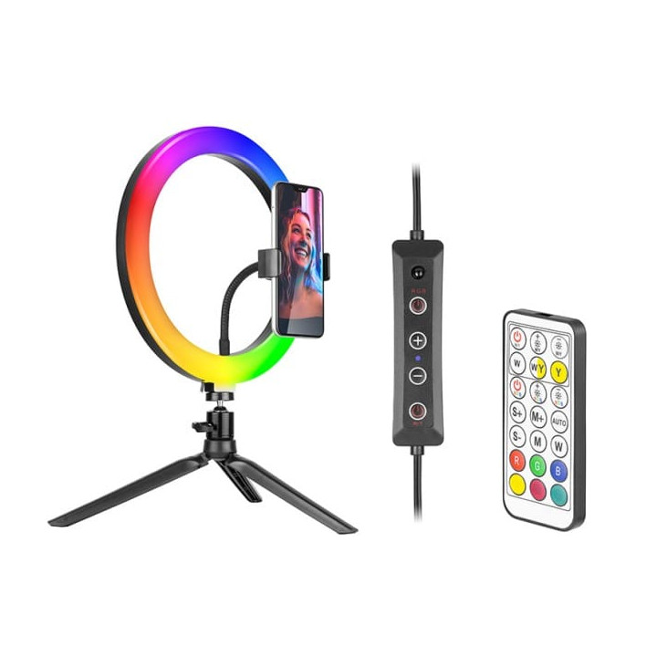 Tracer RGB žiedinė lempa 26cm su trikoju