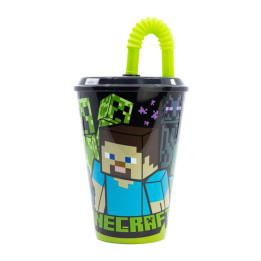 Ūdens krūze ar salmiņu bērniem STOR 40430 430 ml Minecraft (melns)