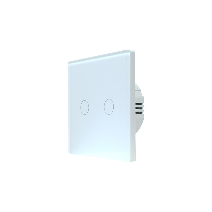 SmartWise T62 UNI Zigbee 3.0 + RF, 2 dalių išmanusis sieninis jungiklis, universalus laidas, baltas jutiklinis skydelis