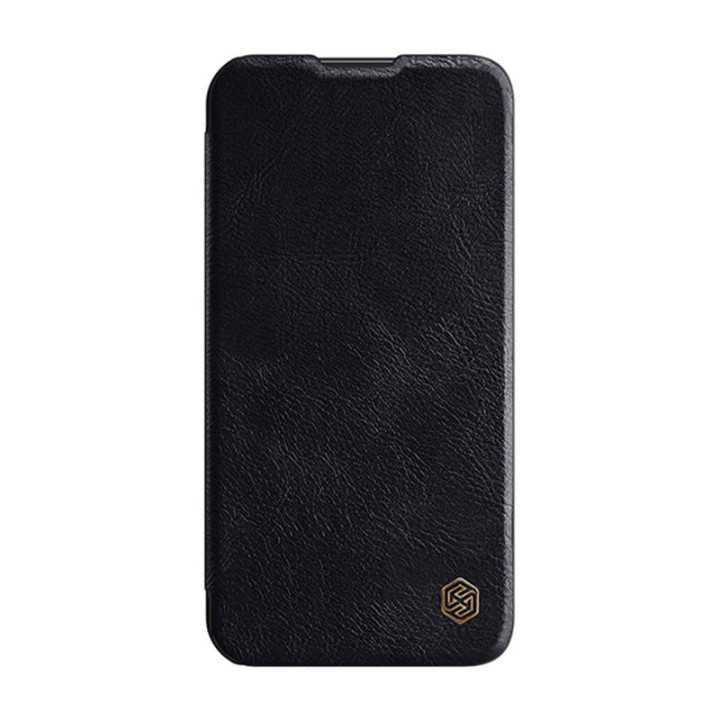 Kotelo Nillkin Qin Pro Nahka iPhone 14 Plus:lle (musta)