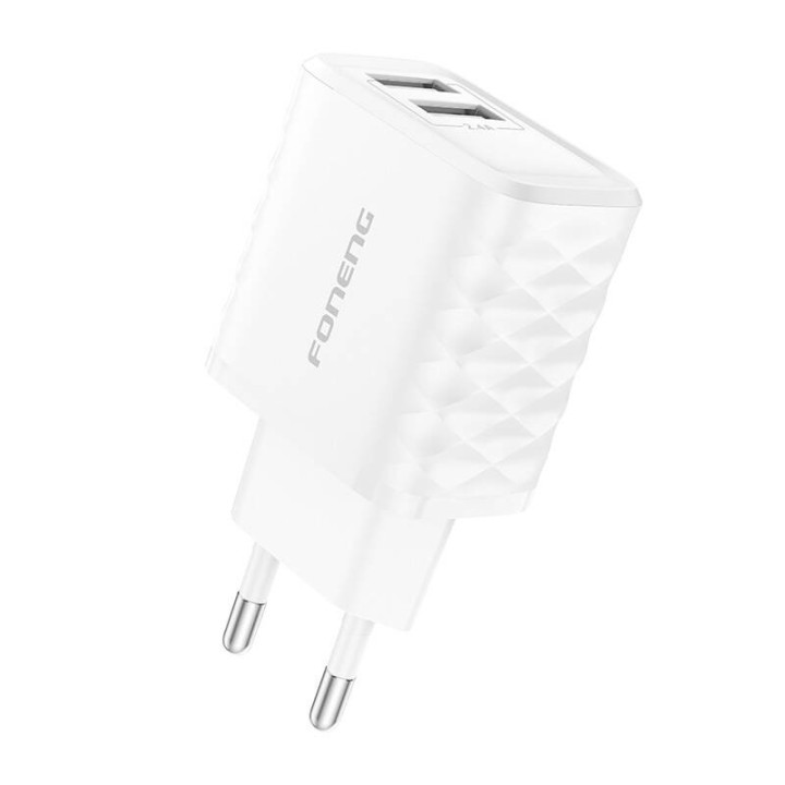 Foneng EU53 20 W 2xUSB-A, 2,4 A strāvas lādētājs (balts)