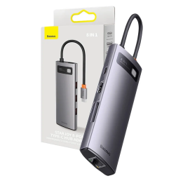 Концентратор серии Baseus StarJoy 8 в 1, USB-C — 3 порта USB 3.1 + HDMI + USB-C PD + RJ45 + microSD/SD
