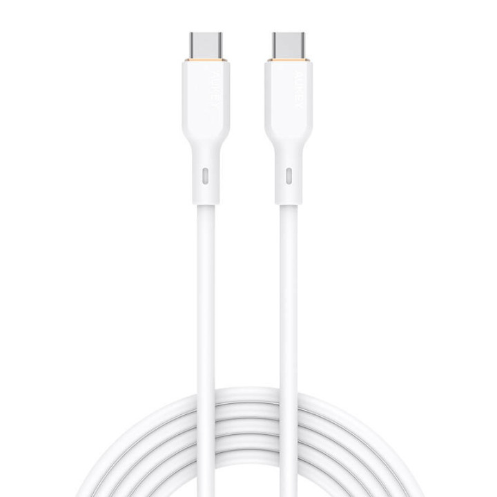 USB-C–USB-C-kaapeli Aukey CB-SCC102, 100 W, 1,8 m (valkoinen)
