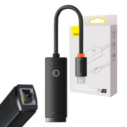 Baseus Lite Series zewnętrzna kaart USB Type C – RJ-45 1Gbps (1000Mbps) czarny (WKQX000301)