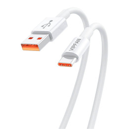 USB–USB-C kabelis VFAN X17, 6 A, 1,2 m (balts)