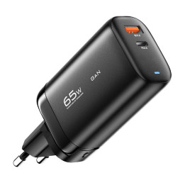 Seinälaturi, Essager, ECTAC-MYB01-Z, GaN, USB-C, USB-A, 65 W (musta)