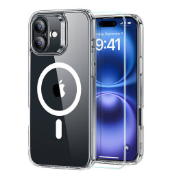 Hübriidümbris (HaloLock) ESR iPhone 16 jaoks koos ekraanikaitsekomplektiga (selge))