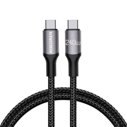 Ātrās uzlādes kabelis Rocoren USB-C uz USB-C Retro Series 1m 240W (pelēks)