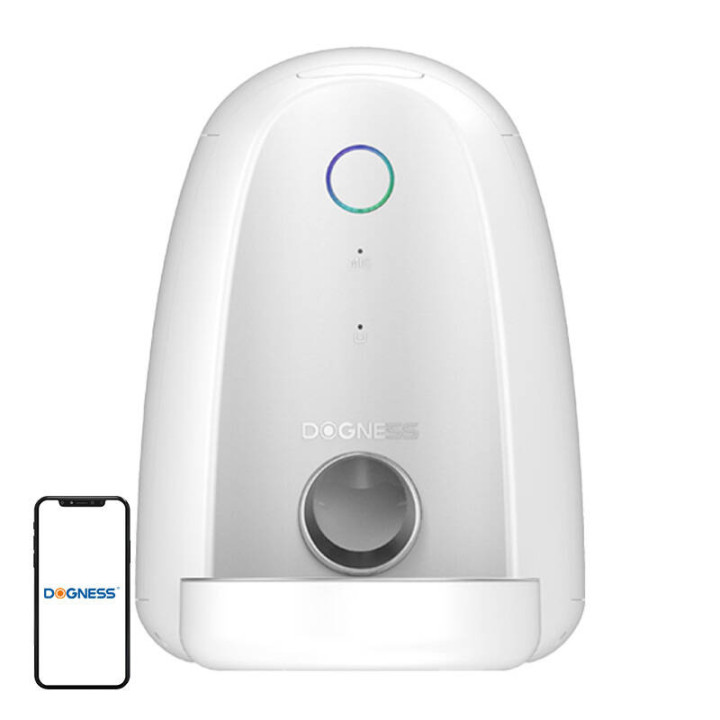 Автоматическая кормушка для домашних животных с пластиковой миской WIFI mini Dogness (белая)