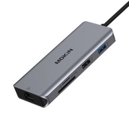 MOKiN 9in1 klēpjdatora dokstacija USB C līdz 2x USB 3.0 + USB 2.0 + 2x HDMI + SD/TF + RJ45 + PD (sudrabs)