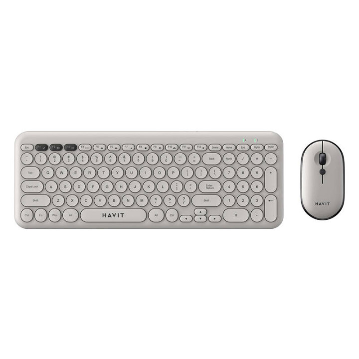 Havit KB254GCM bezvadu 2-in-1 spēļu komplekta tastatūra + pele (pelēka) (QWERTY)