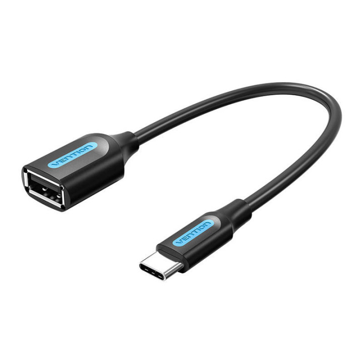 Adapteris OTG USB-C 2.0 kištukinis ir moteriškas USB-A Vention CCSBB 0,15 m (juodas)