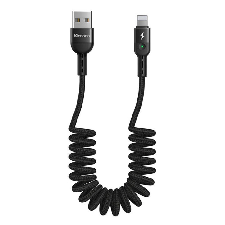 USB — Lightning kabelis, Mcdodo CA-6410, atspere, 1,8 m (melns)