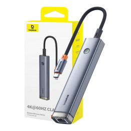 5 prievadų HUB AIR Baseus UltraJoy Series Type-C – HDMI, USB3.0x2, PD, RJ45 (pilka)
