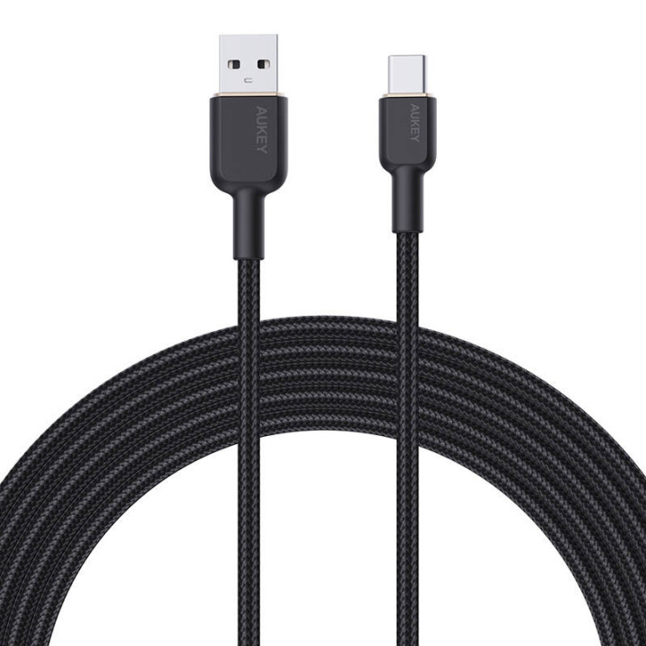 Kabelis Aukey CB-NAC2 USB-A uz USB-C 1,8 m (melns)