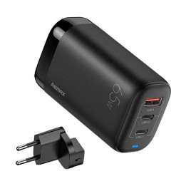 Sienas lādētājs Remax, RP-U55, 2x USB-C, USB, EU 65W (melns)