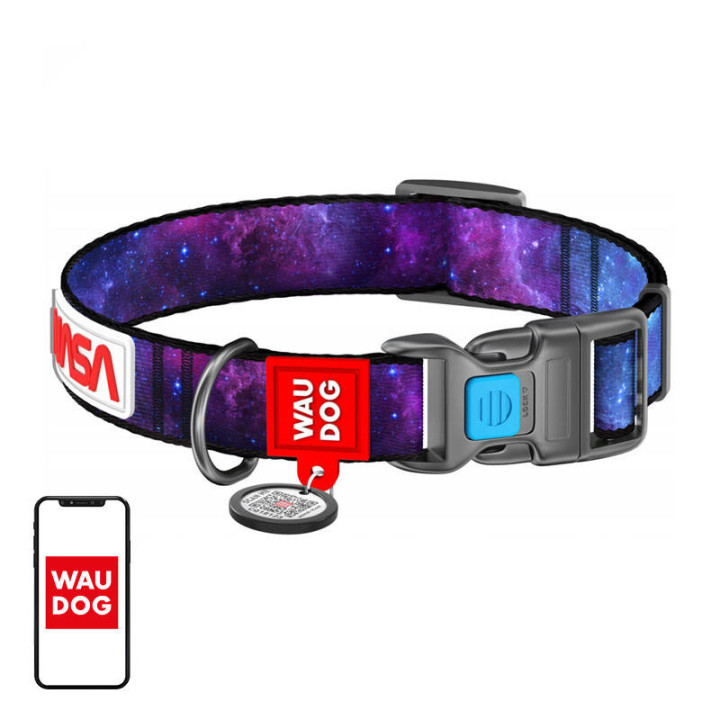 Waudog neilona kaklasiksna sunim ar QR kodu "NASA21", izmērs XL