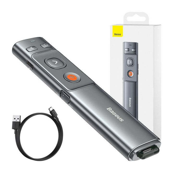 Baseus Orange Dot Multifunctionale nuotolinio valdymo pultelis pristatymui, su lazerine rodykle - pilka