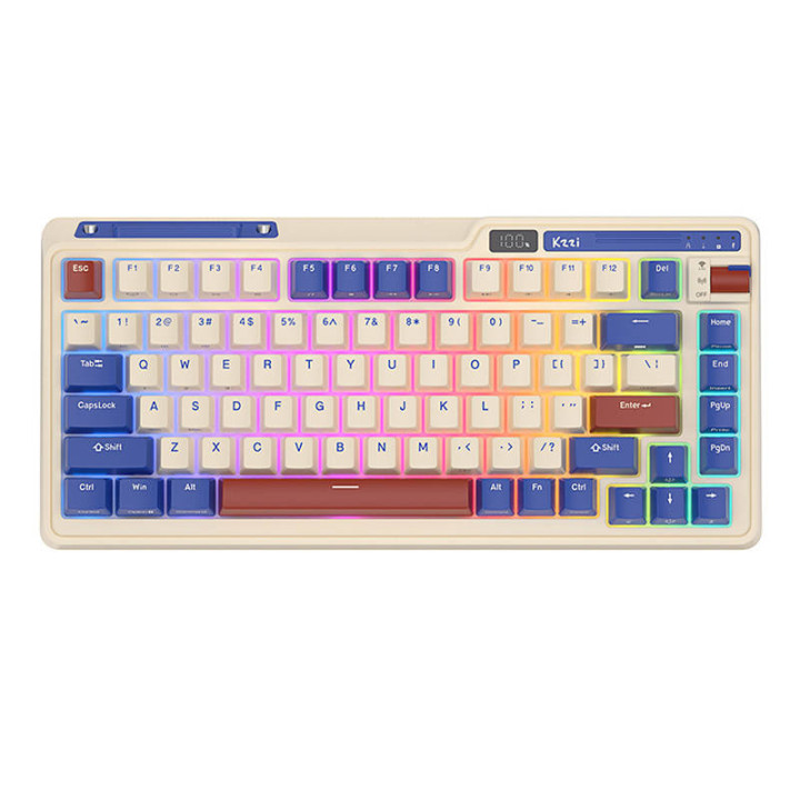Royal Kludge KZZI K75 pro RGB bezvadu mehāniskā tastatūra, Moment Switch (retro zils) (QWERTY)