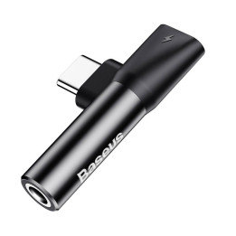 Baseus audio adapteris USB-C līdz mini ligzdai 3,5 mm + USB-C (melns)