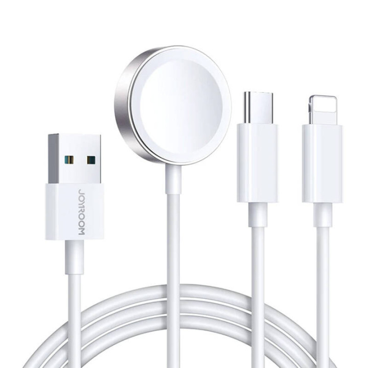 Apple Watch magnētiskais lādētājs Joyroom S-IW008 Lightning + USB-C 5V 1,2 m (balts)
