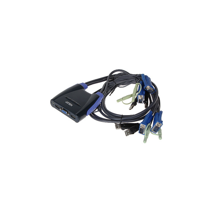 ATEN CS-64US VGA + USB KVM slēdzis – 4 porti, vadu, vairākiem datoriem