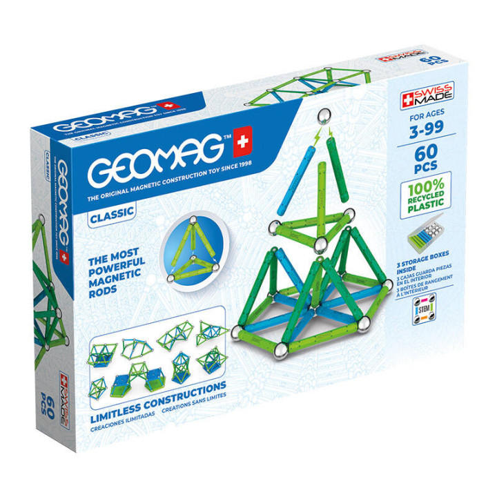 Classic Kierrätetyt magneettilohkot 60 elementtiä GEOMAG GEO-272
