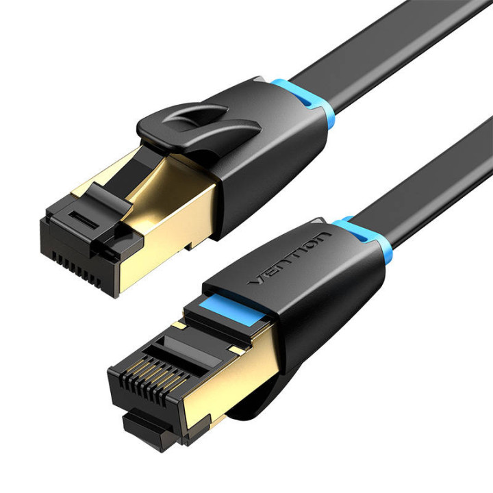 Plokščias tinklo kabelis CAT8 U/FTP Vention IKCBG RJ45 Ethernet 40Gpbs 1,5m (juodas)