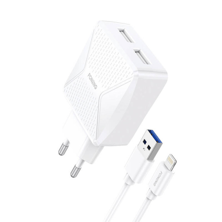 Зарядное устройство Foneng EU35 12Вт 2x USB-A с кабелем Lightning 2,4А