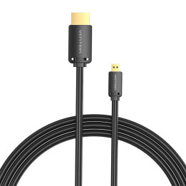 HDMI-D kištukas ir HDMI-A kištukas kabelio ventiliacija AGIBG 1,5 m, 4K 60 Hz (juodas)
