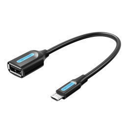 Adapterio kabelis OTG mikro USB kištukinis USB-A lizdas Vention CCUBB 2A 0,15m (juodas)