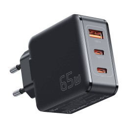 Зарядное устройство, Essager, ECT2CA-JZB01-Z, GaN, USB-A, 2xUSB-C, 65 Вт (черный)