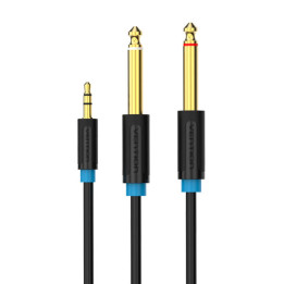Vention BACBD vyriškas TRS 3,5 mm iki 2 x 6,35 mm garso kabelis 0,5 m juodas