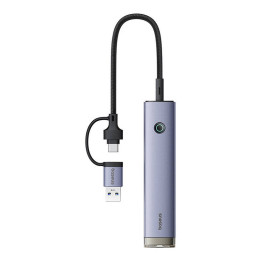 Хаб 4 в 1 Baseus UltraJoy USB-A&USB-C на 3xUSB3.0+USB-C+RJ45 (серый)