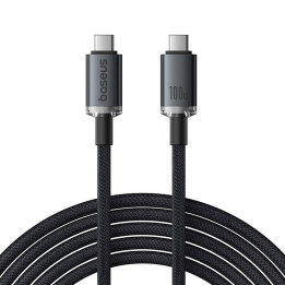 Кабель для быстрой зарядки Baseus Crystal Shine USB-C to USB-C 100Вт, 1,5м, 20Гб (черный)