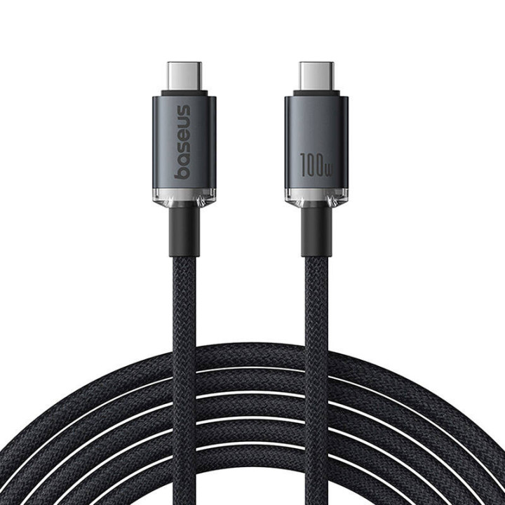 Kabel Baseus Crystal Shine CB000089 USB-C / USB-C USB3.2 100 W 20 Gbps 1,5 m – Czarny