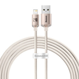 Baseus Crystal Shine USB kabelis iP, 2.4A, 2m (rozā)