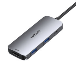MOKiN Адаптер-концентратор 7 в 1 USB-C — 2x USB 3.0 + 2x USB-C + SD + Micro SD + HDMI (серебристый)