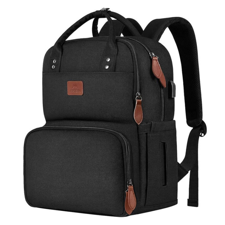 Klēpjdatora mugursoma / pusdienu soma 15,6 collu Matein 1162 USB, melns