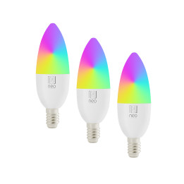 Immax NEO LITE Smart 3x LED-lamppu E14 6W RGB + CCT väri ja valkoinen, himmennettävissä, WiFi, C37, Beacon