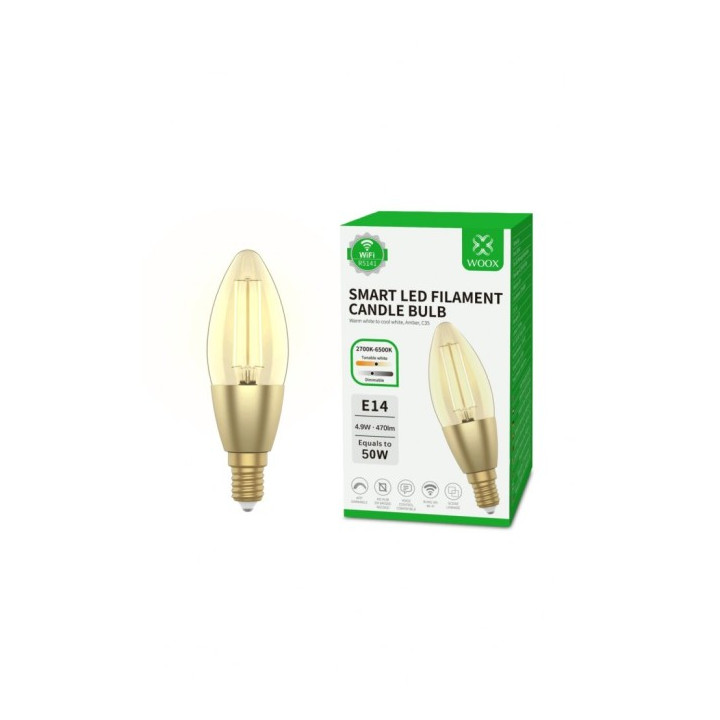 WOOX R5141 Älykäs älypolttimo Retro WiFi LED 4,9W Filamentti E14 C37