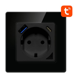 Išmanusis WiFi sieninis lizdas Avatto N-WOT10-USB-B TUYA USB USB-C (juodas)